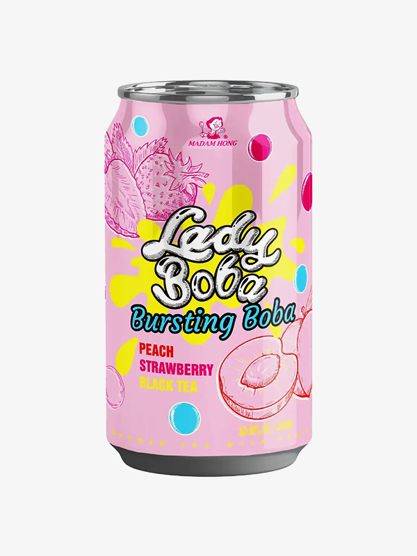 Lady Boba Bubble Tea Peach & Strawberry 320ml