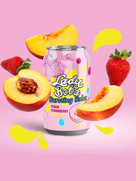 Lady Boba Bubble Tea Peach & Strawberry 320ml