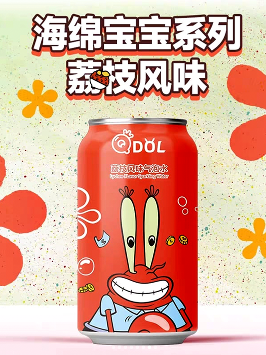 Qdol SpongeBob Sparkling Water Lychee 330ml