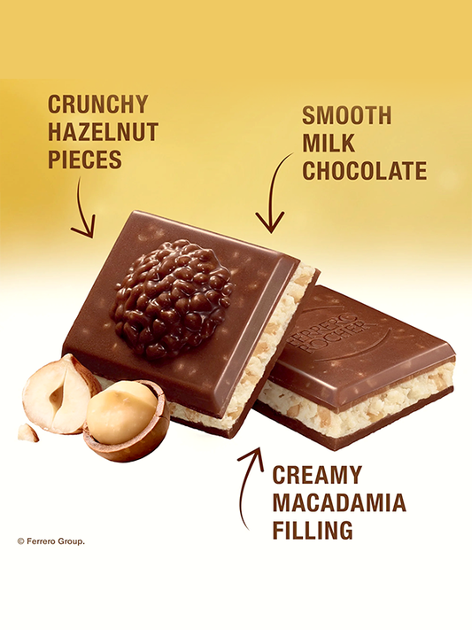 Ferrero Rocher Hazelnut & Macadamia Chocolate Bar 90g