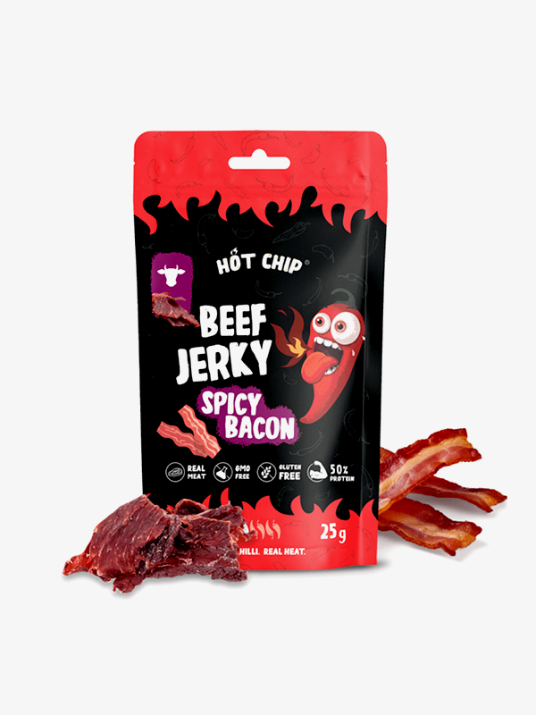 Hot Chip Beef Jerky Spicy Bacon 25g
