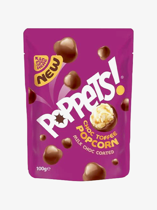 Poppets Choc Toffee Popcorn Pouch 100g