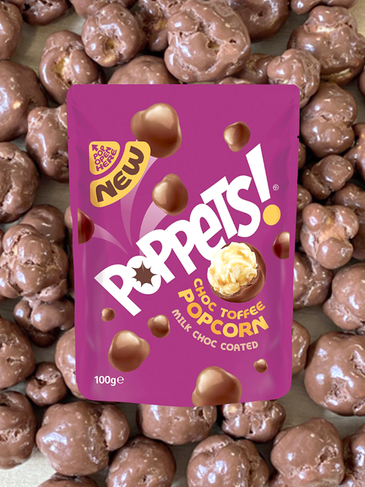 Poppets Choc Toffee Popcorn Pouch 100g